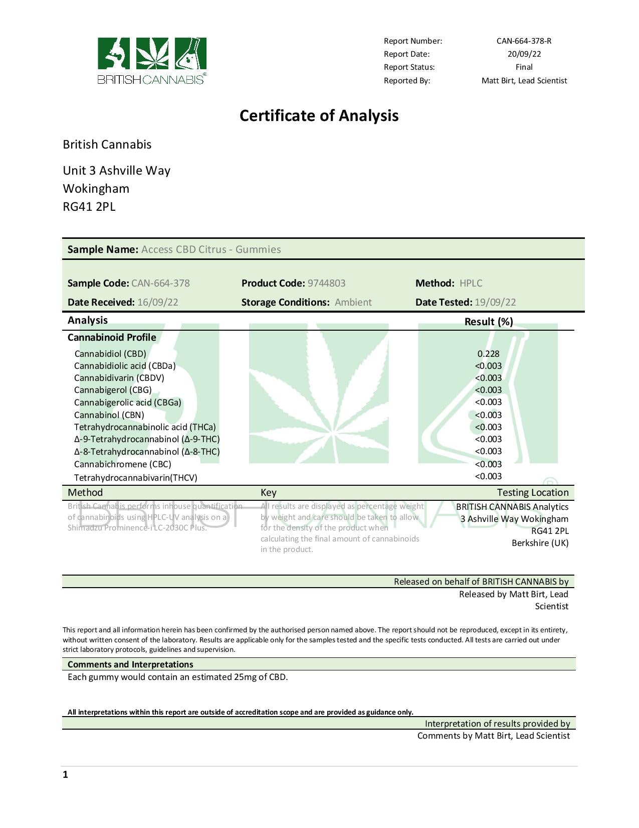 Access CBD Citrus Gummies 250mg CBD (45g) - Image 2