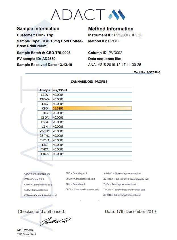 12 x TRIP 15mg CBD Infused Cold Brew Coffee Drink 250ml - Image 2